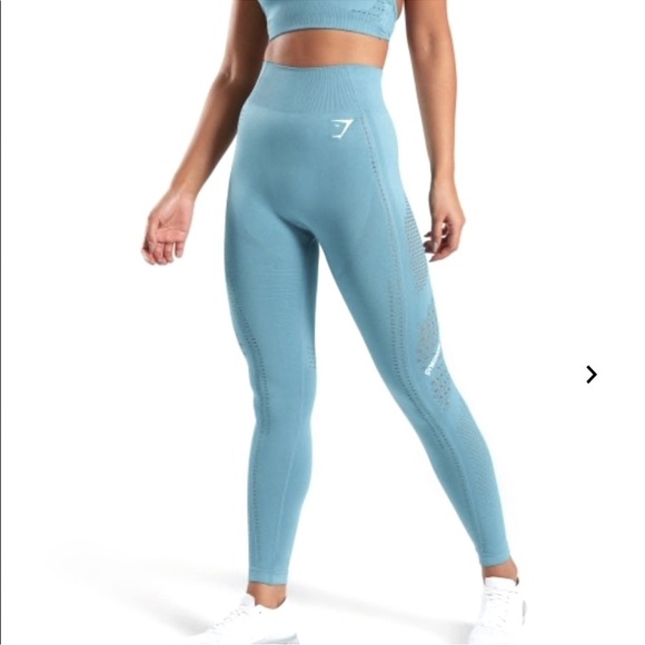 Gymshark Flawless Knit Leggings High Rise Compression Seamless Teal Size M - Picture 1 of 10